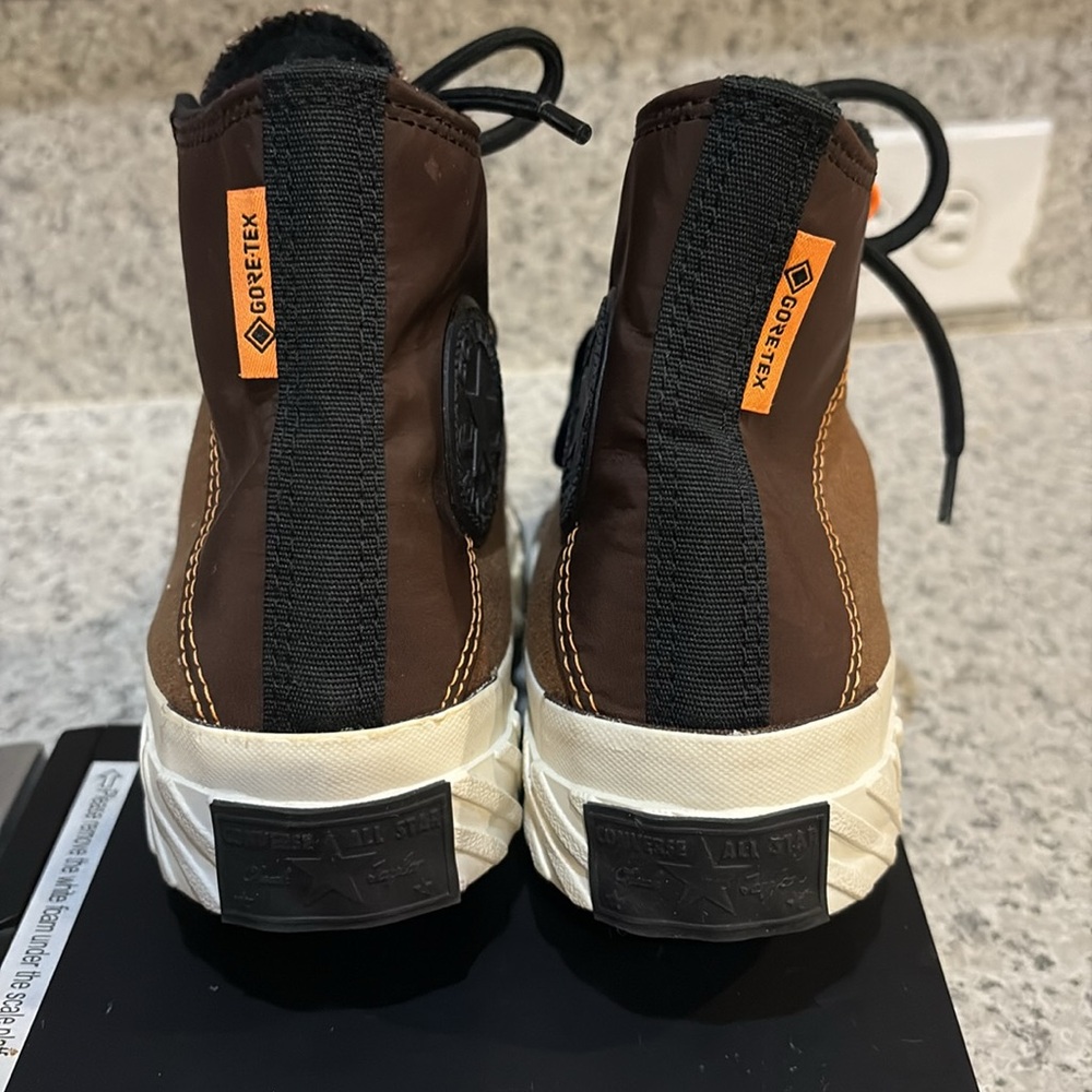 Converse Gore-Tex Brown High-Top Sneakers with Black and Orange Accents W- 7 M-5 - Picture 8 of 14